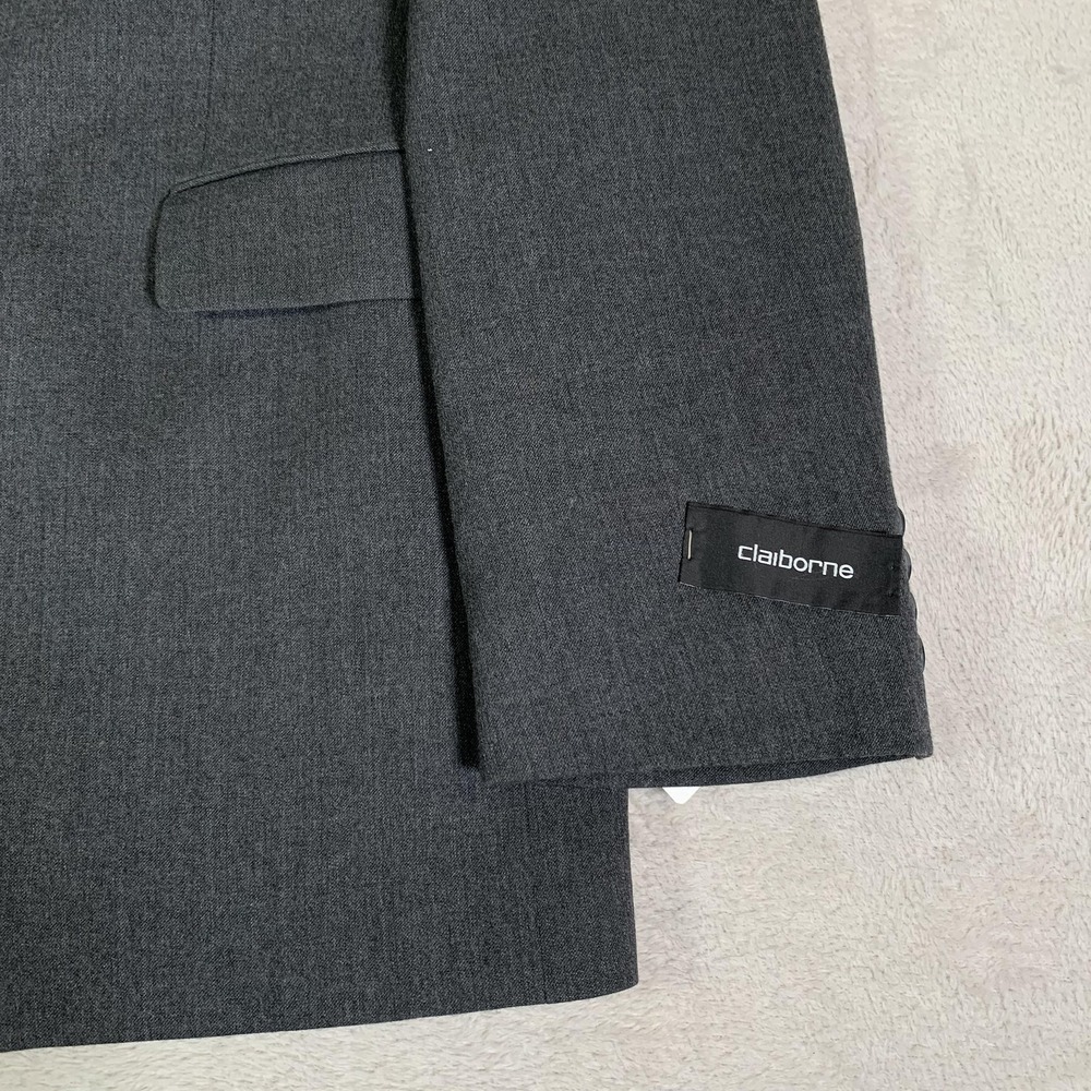Claiborne Blazer Mens 42L Gray Wool Blend Sport Coat Jacket Two Button NEW - Picture 3 of 16
